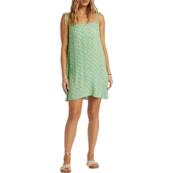 NEW BILLABONG Your Love Floral Tie Strap Sundress - Bright Meadow Green Floral S - Picture 1 of 9